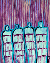 Load image into Gallery viewer, original abstract figurative painting - acrylic infused with amethyst featuring an original poem handwritten on the back.
