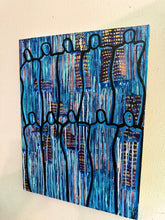 Load image into Gallery viewer, "Embrace It All" Original Figurative Painting Infused With Selenite, Black Obsidian, Black Tourmaline, and Amethyst