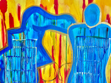 Load image into Gallery viewer, Original abstract figurative painting on canvas featuring an original poem handwritten on the back.
