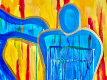 Load image into Gallery viewer, Original abstract figurative painting on canvas featuring an original poem handwritten on the back.