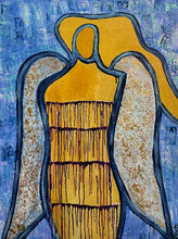 Load image into Gallery viewer, "Feeling A Loving Energy" Original Abstract Angel Figurative Painting Infused With Clear Quartz, Selenite, And Amethyst On Canvas