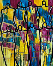 Load image into Gallery viewer, Original abstract figurative painting. Mixed media on canvas featuring an original poem handwritten on the back.
