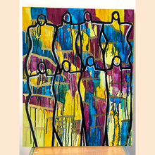 Load image into Gallery viewer, "Magic And Beauty" Original Abstract Figurative Painting Infused With Black Tourmaline, Black Obsidian, And Amethyst
