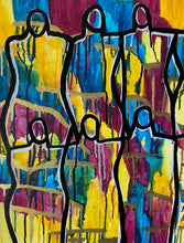 Load image into Gallery viewer, Original abstract figurative painting. Mixed media on canvas featuring an original poem handwritten on the back.