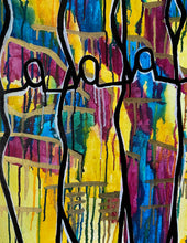 Load image into Gallery viewer, Original abstract figurative painting. Mixed media on canvas featuring an original poem handwritten on the back.