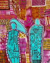 Load image into Gallery viewer, "A Deeper Meaning And Connection" original abstract figurative canvas painting By Artist Sierra Barnes. 
