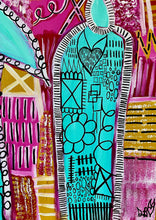 Load image into Gallery viewer, "A Deeper Meaning And Connection" original abstract figurative canvas painting By Artist Sierra Barnes. 
