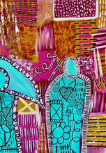 Load image into Gallery viewer, "A Deeper Meaning And Connection" original abstract figurative canvas painting By Artist Sierra Barnes. 
