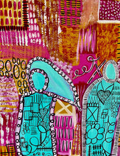 Load image into Gallery viewer, "A Deeper Meaning And Connection" original abstract figurative canvas painting By Artist Sierra Barnes. 
