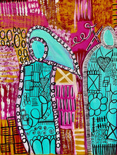 Load image into Gallery viewer, "A Deeper Meaning And Connection" original abstract figurative canvas painting By Artist Sierra Barnes. 
