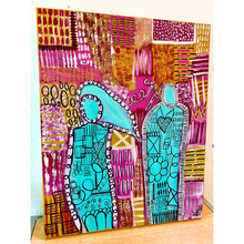 Load image into Gallery viewer, "A Deeper Meaning And Connection" original abstract figurative canvas painting by Artist Sierra Barnes. 
