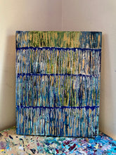 Load image into Gallery viewer, "A Different Rhythm' – Original Abstract Drip Painting Infused with Rose Quartz, Amethyst, Citrine &amp; Selenite
