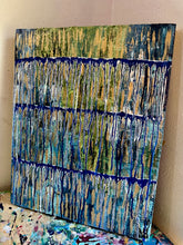 Load image into Gallery viewer, "A Different Rhythm' – Original Abstract Drip Painting Infused with Rose Quartz, Amethyst, Citrine &amp; Selenite
