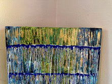 Load image into Gallery viewer, "A Different Rhythm' – Original Abstract Drip Painting Infused with Rose Quartz, Amethyst, Citrine &amp; Selenite
