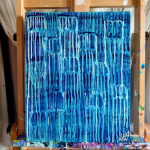 Load image into Gallery viewer, "Diving Deep" Original Abstract Painting Infused With Rose Quartz On Wood Panel
