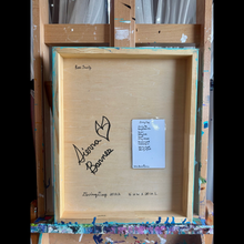 Load image into Gallery viewer, "Diving Deep" Original Abstract Painting Infused With Rose Quartz On Wood Panel
