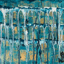 Load image into Gallery viewer, "Energy Flow" - Small Original Abstract Drip Painting Infused With Amethyst, Rose Quartz, Citrine, and Clear Quartz
