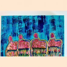 Load image into Gallery viewer, "Feeling The Good Vibrations" Original Abstract Figurative Painting Infused With Rose Quartz, Amethyst, And Selenite
