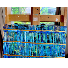 Load image into Gallery viewer, "Refelcting With Gratitude" Orignal Abstract Drip Painting Infused With Clear Quartz, Selenite, And Amethyst
