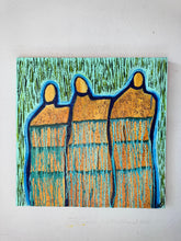 Load image into Gallery viewer, "Tranquility And Faith" Original Abstract Figurative Painting Infused With Rose Quartz, Citrine, And Moonstone
